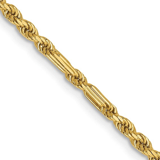 14KT Yellow Gold 18 inch  2.25mm Diamond-cut Milano Rope with Lobster Clasp Chain