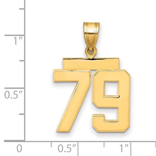 14kt Yellow Gold Medium Polished Number 79 Charm
