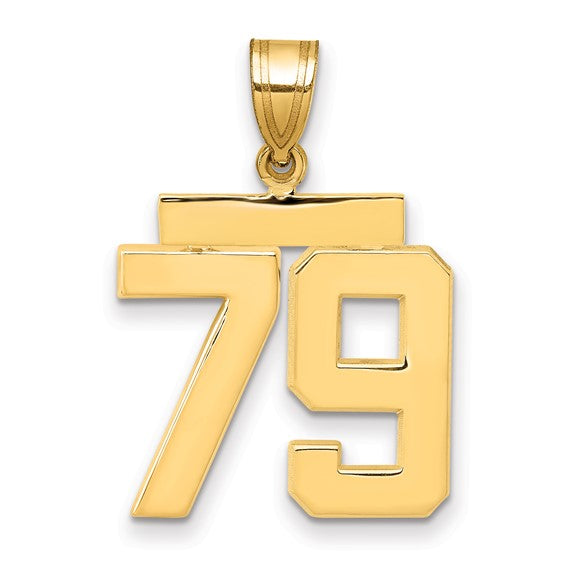 14kt Yellow Gold Medium Polished Number 79 Charm