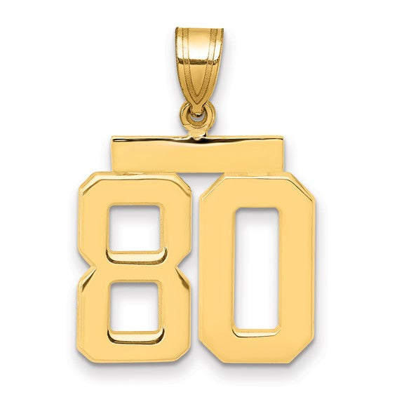 14kt Yellow Gold Medium Polished Number 80 Charm