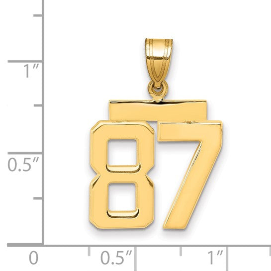 14kt Yellow Gold Medium Polished Number 87 Charm