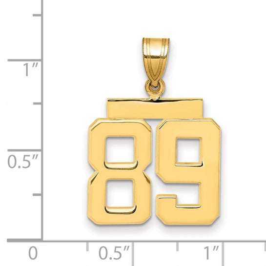14kt Yellow Gold Medium Polished Number 89 Charm