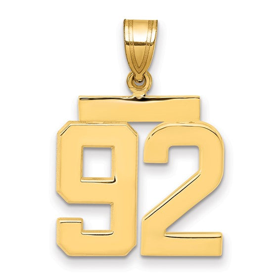 14kt Yellow Gold Medium Polished Number 92 Charm
