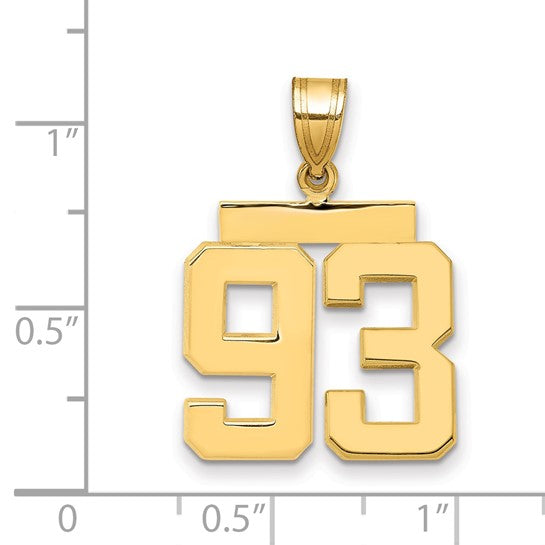 14kt Yellow Gold Medium Polished Number 93 Charm