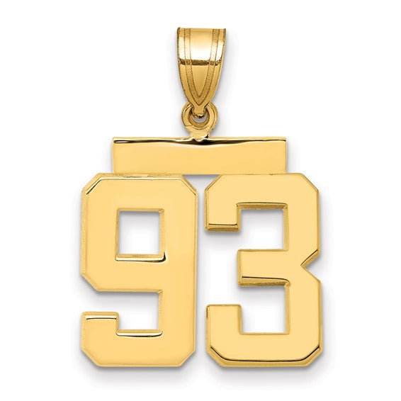 14kt Yellow Gold Medium Polished Number 93 Charm