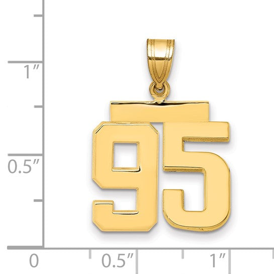 14kt Yellow Gold Medium Polished Number 95 Charm
