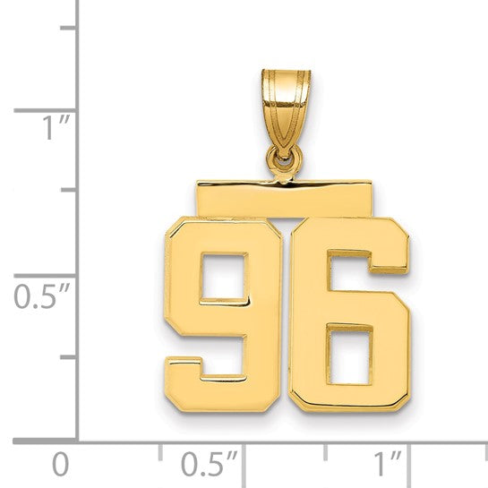 14kt Yellow Gold Medium Polished Number 96 Charm