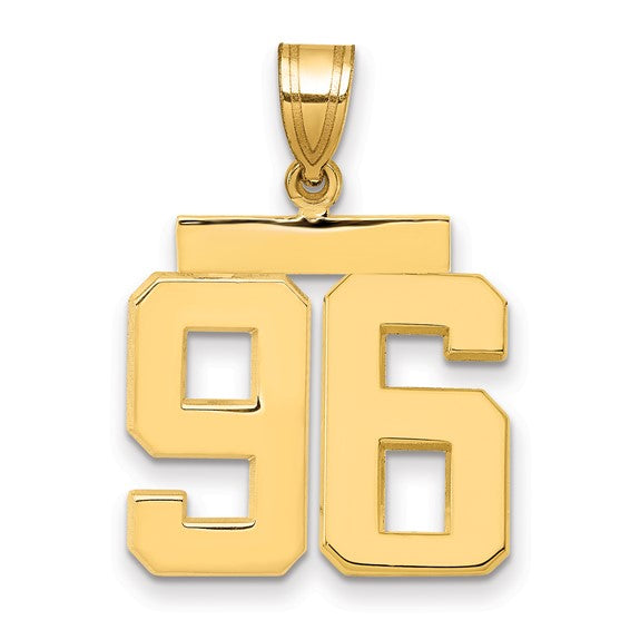 14kt Yellow Gold Medium Polished Number 96 Charm