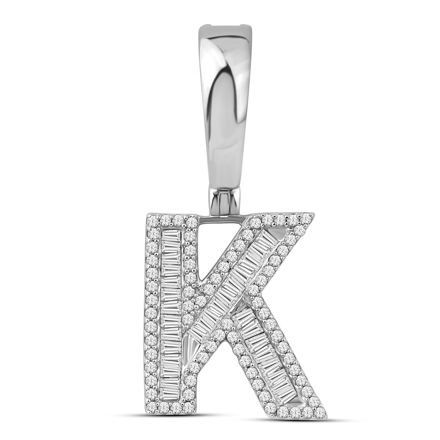10KT WHITE GOLD 0.46 CTW NATURAL DIAMOND INITIAL K