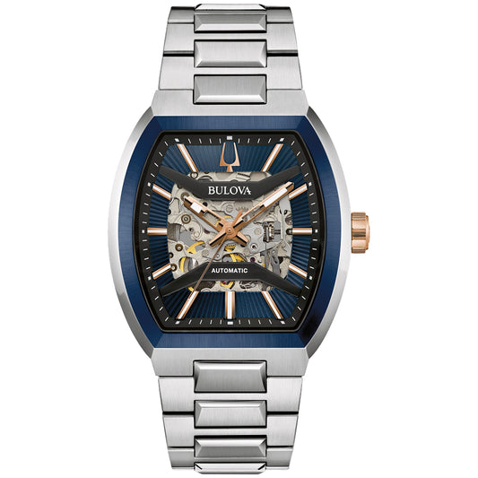 Bulova Maquina Automatic Blue Dial Stainless Steel Bracelet Watch 40mm