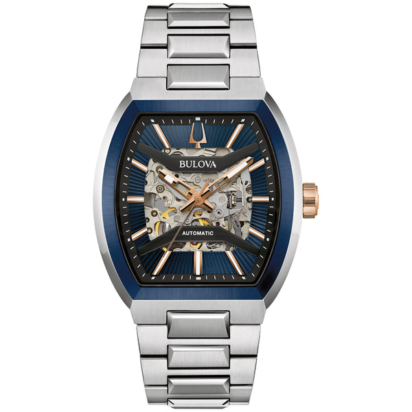 Bulova Maquina Automatic Blue Dial Stainless Steel Bracelet Watch 40mm