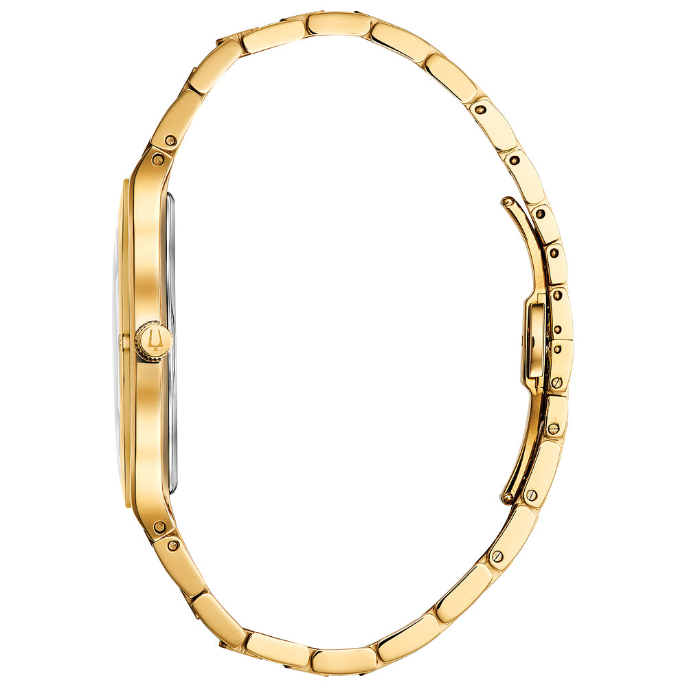 Bulova Mens Futuro Millenia Quartz Gemmed Gold Stainless Steel Watch 43MM