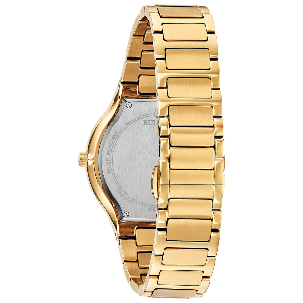 Bulova Mens Futuro Millenia Quartz Gemmed Gold Stainless Steel Watch 43MM