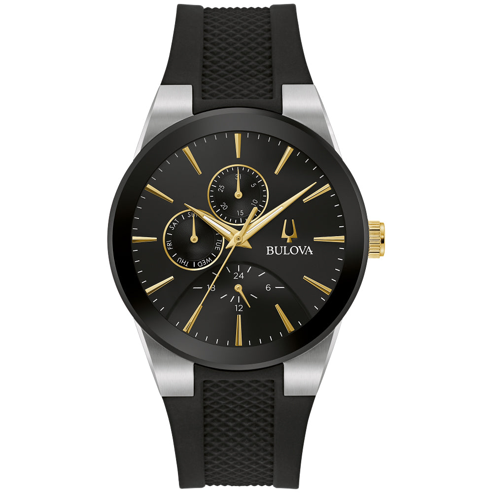 Bulova Men’s Chronograph Watch – Two-Tone Stainless Steel Black Dial