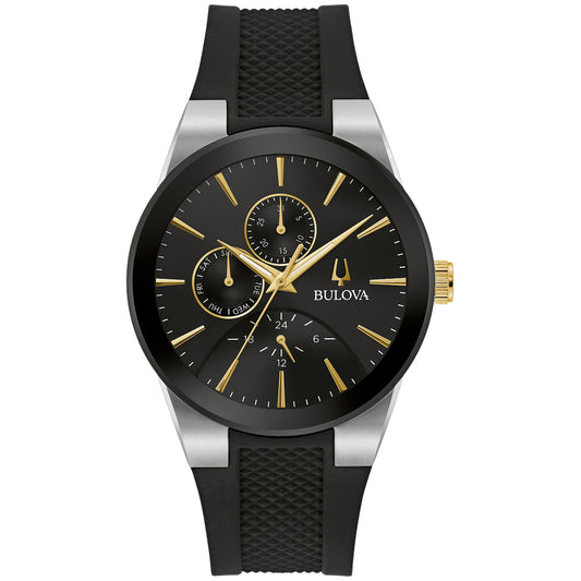 Bulova Men’s Chronograph Watch – Two-Tone Stainless Steel Black Dial