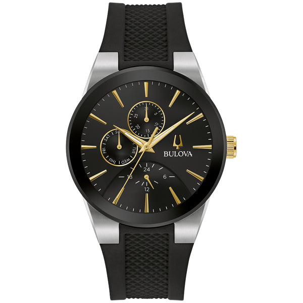 Bulova Men’s Chronograph Watch – Two-Tone Stainless Steel Black Dial