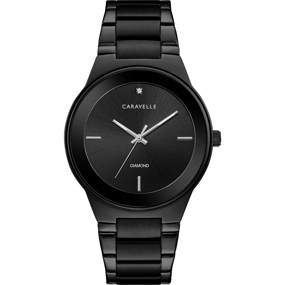 Men's Caravelle by Bulova Diamond Accent Black IP Watch