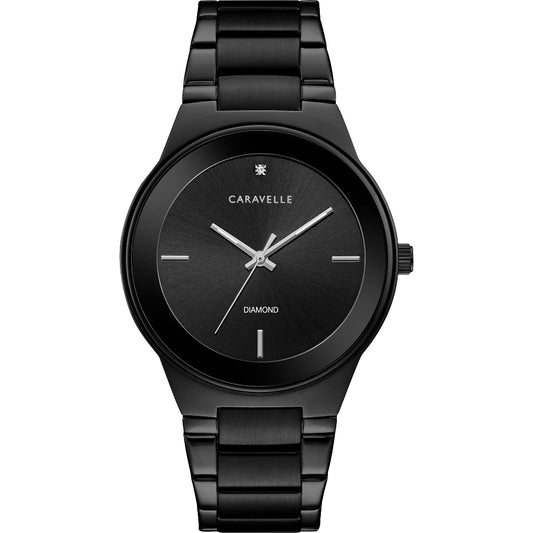 Men's Caravelle by Bulova Diamond Accent Black IP Watch