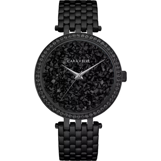Ladies' Caravelle by Bulova Crystal Accent Black IP Watch