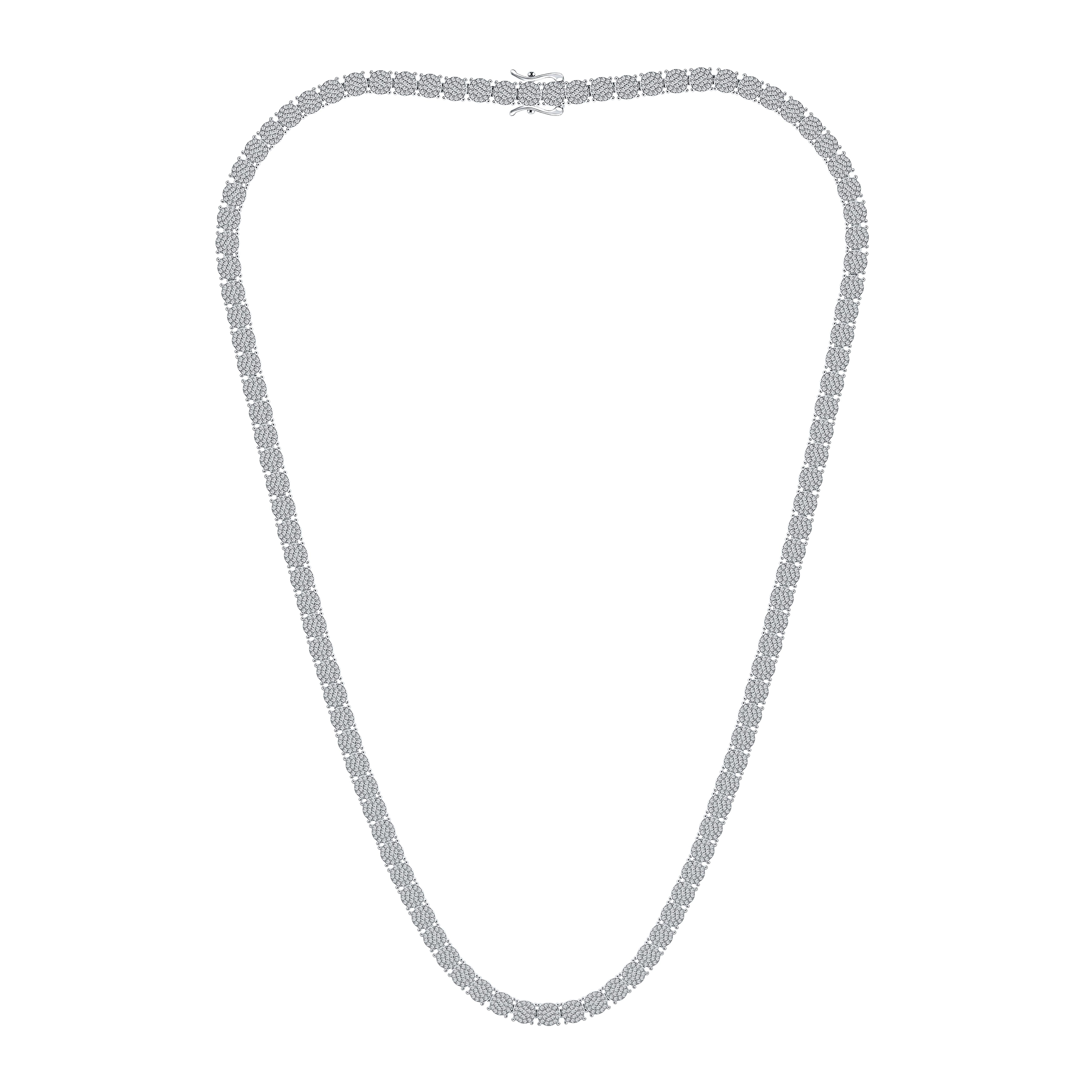 14kt White Gold 4.92 CTW Diamond tennis chain Necklace