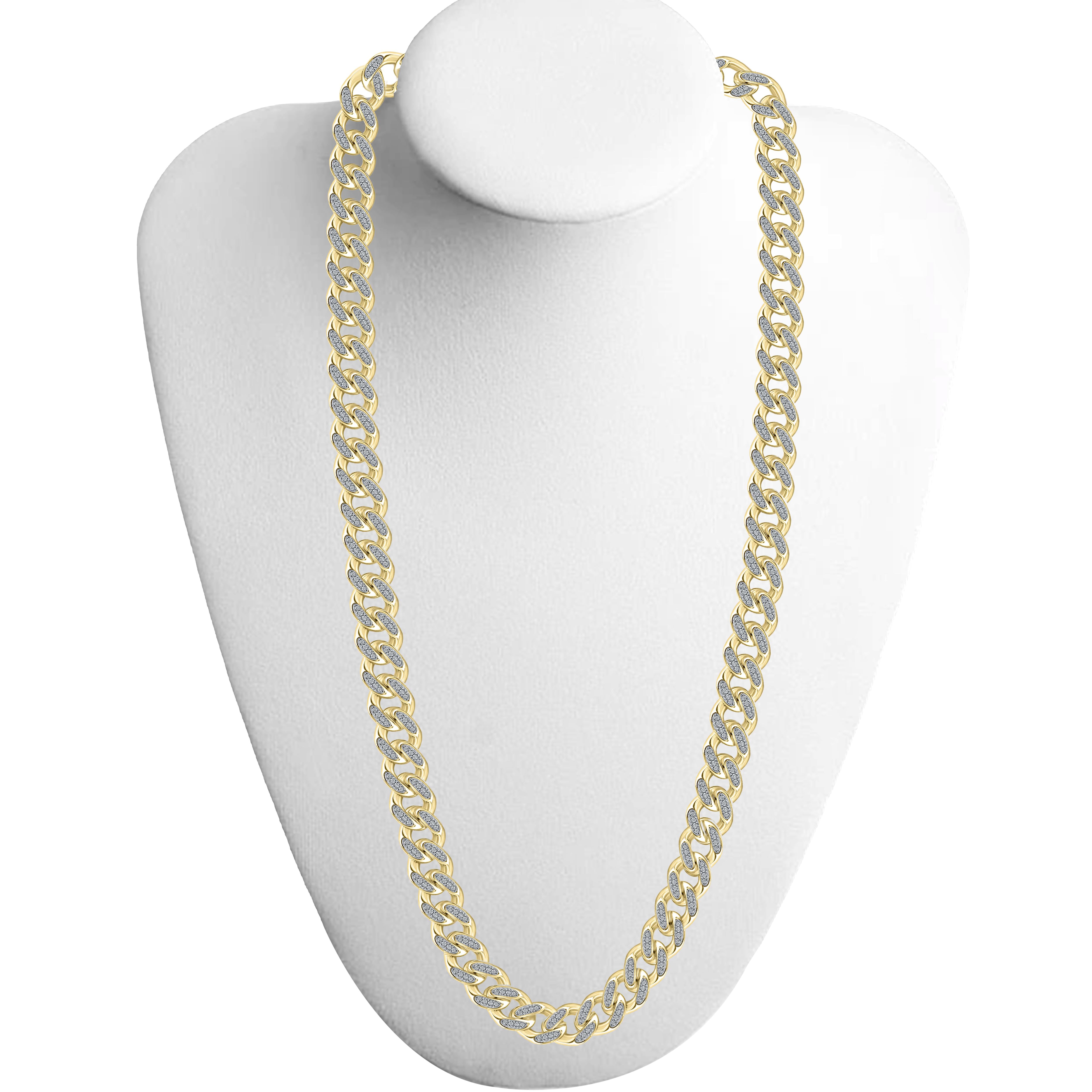 10KT YELLOW GOLD 3.75 CTW DIAMOND CUBAN NECKLACE
