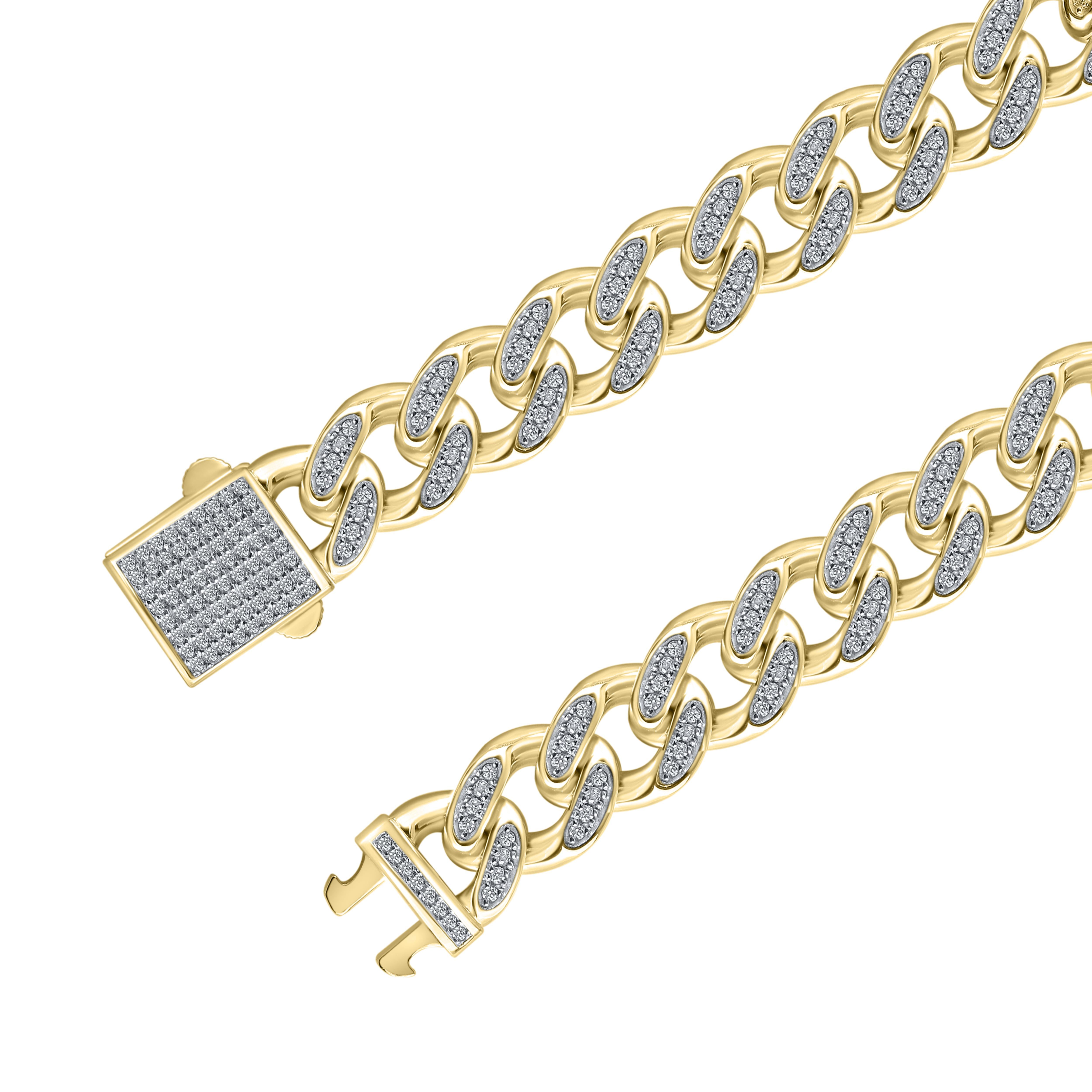 10KT YELLOW GOLD 3.75 CTW DIAMOND CUBAN NECKLACE