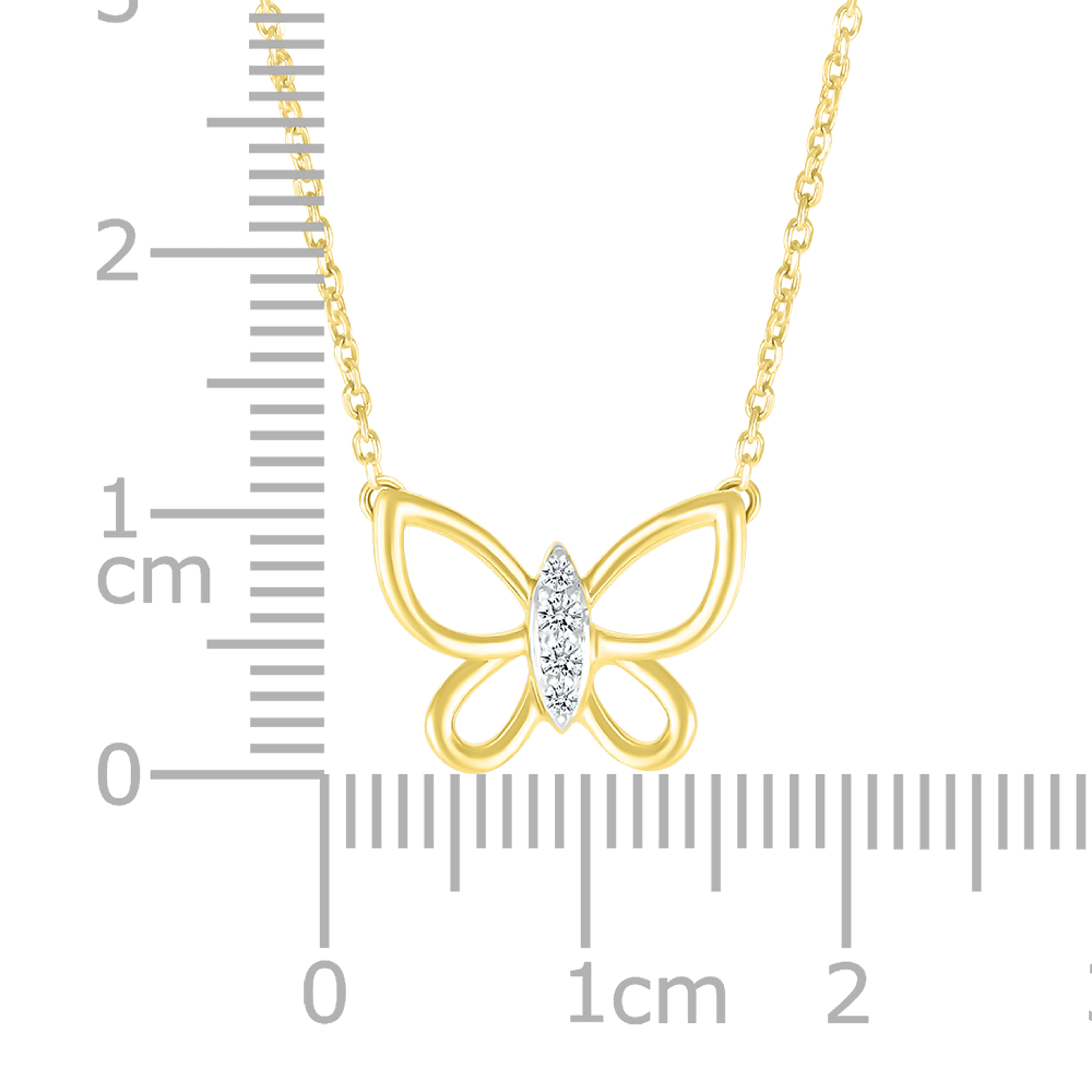 10k Yellow Gold 0.06 CTW Diamond Butterfly Pendant with 10k chain