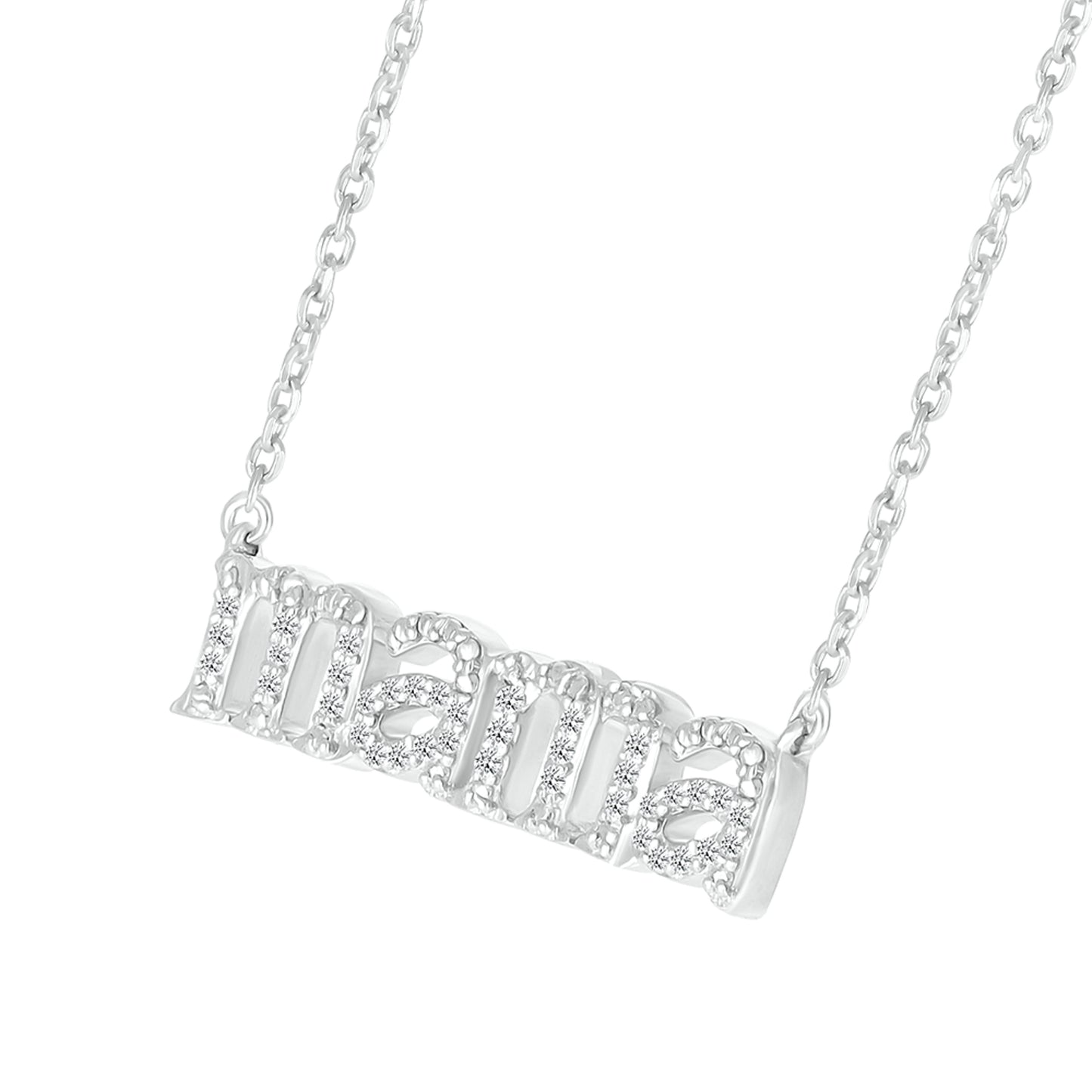 925 Sterling silver 0.08 CTW  Diamond “mama” Necklace