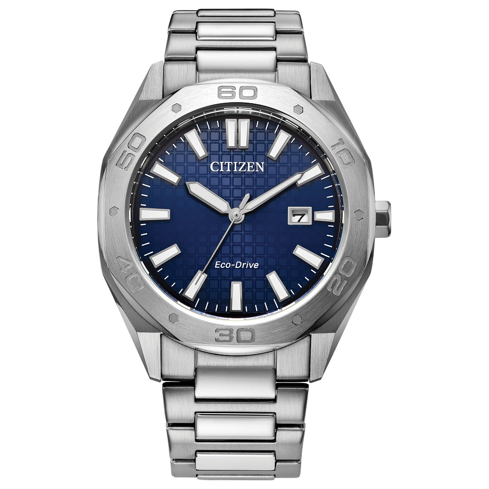 Citizen Eco-Drive Weekender Sport Blue Dial Stainless Steel Bracelet Watch 41mm