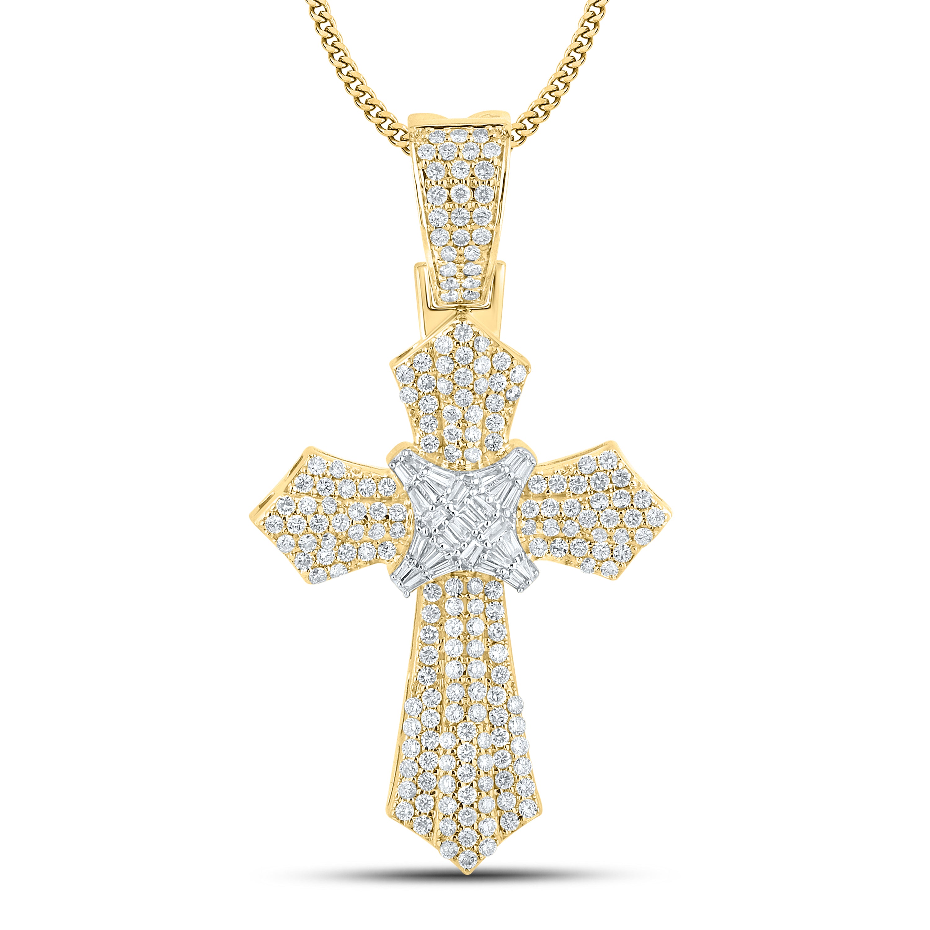 10kt Yellow Gold 1.87 CTW Diamond Cross Charm