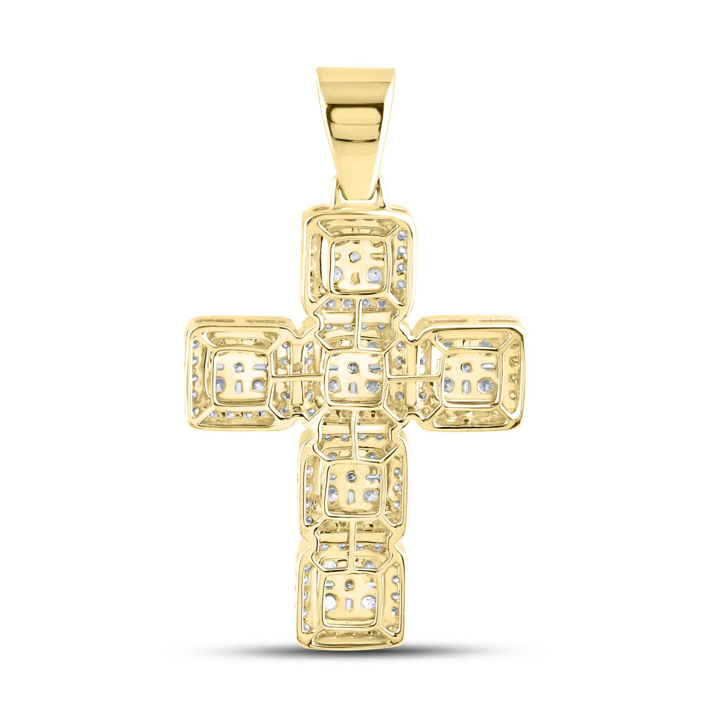 10k YELLOW GOLD 2.845 ctw Diamond Cross Charm Pendant