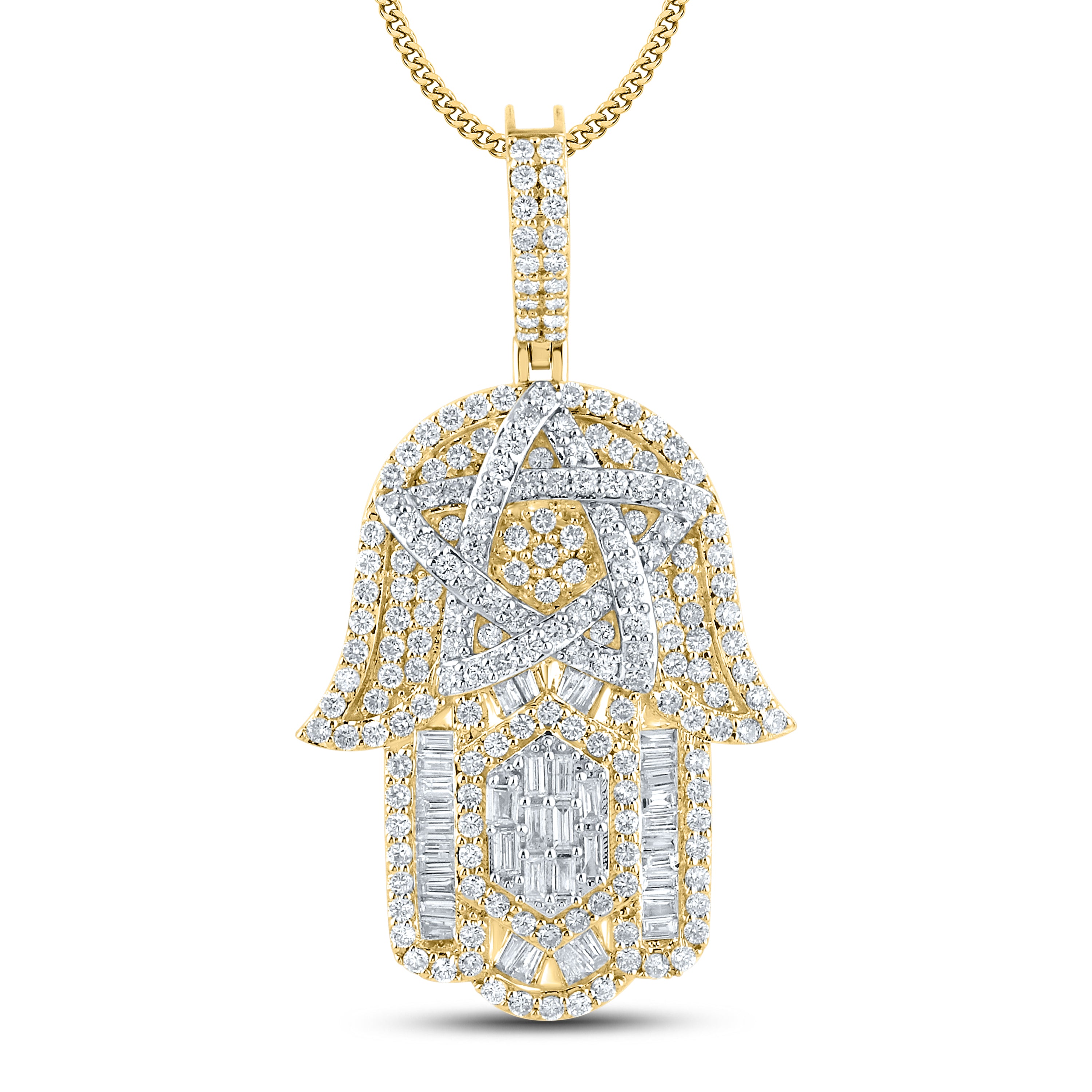 10kt Yellow Gold 2.82 CTW Diamond Hamsa Hand Charm
