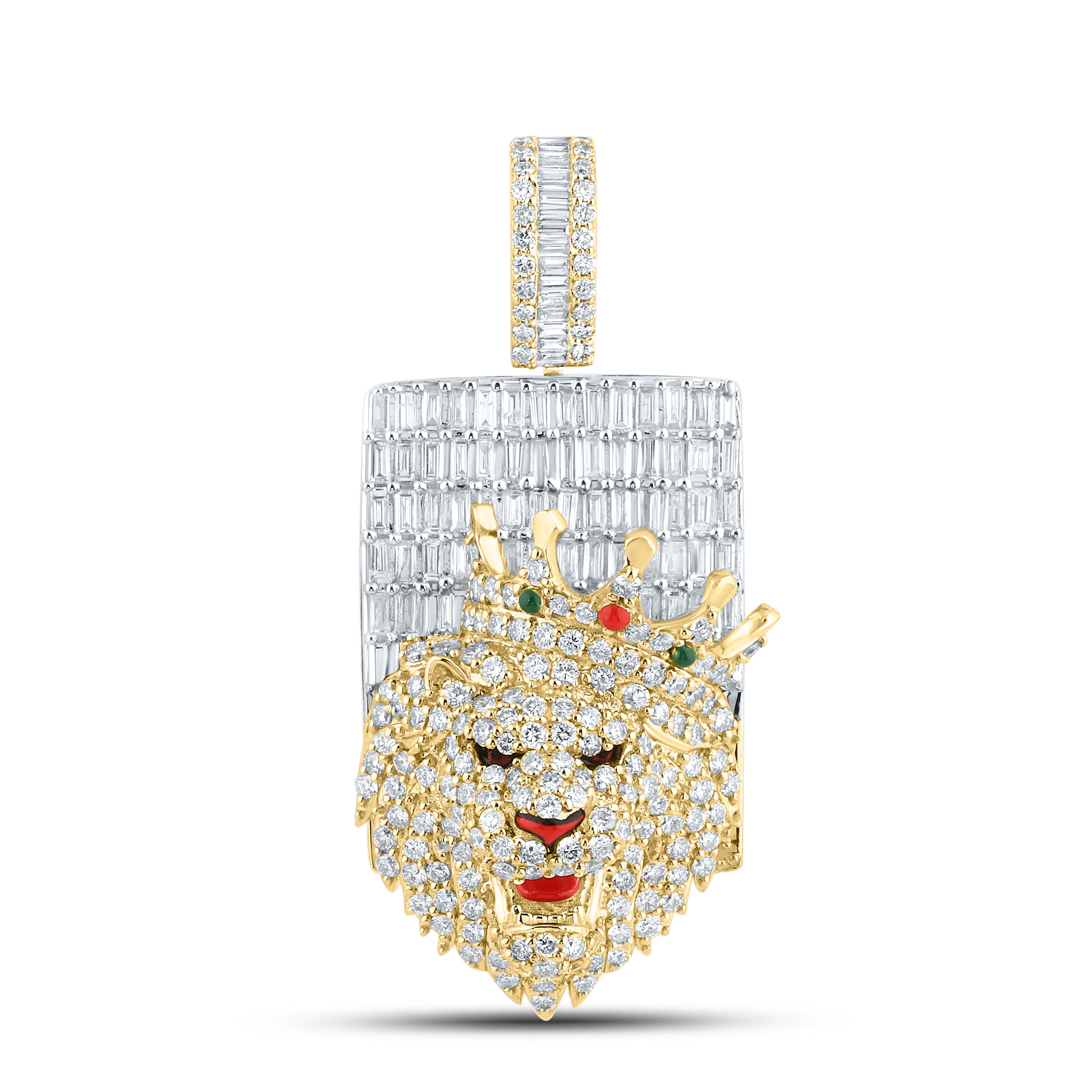 10KT YELLOW GOLD NATURAL DIAMOND 3.74 CTW LION CHARM