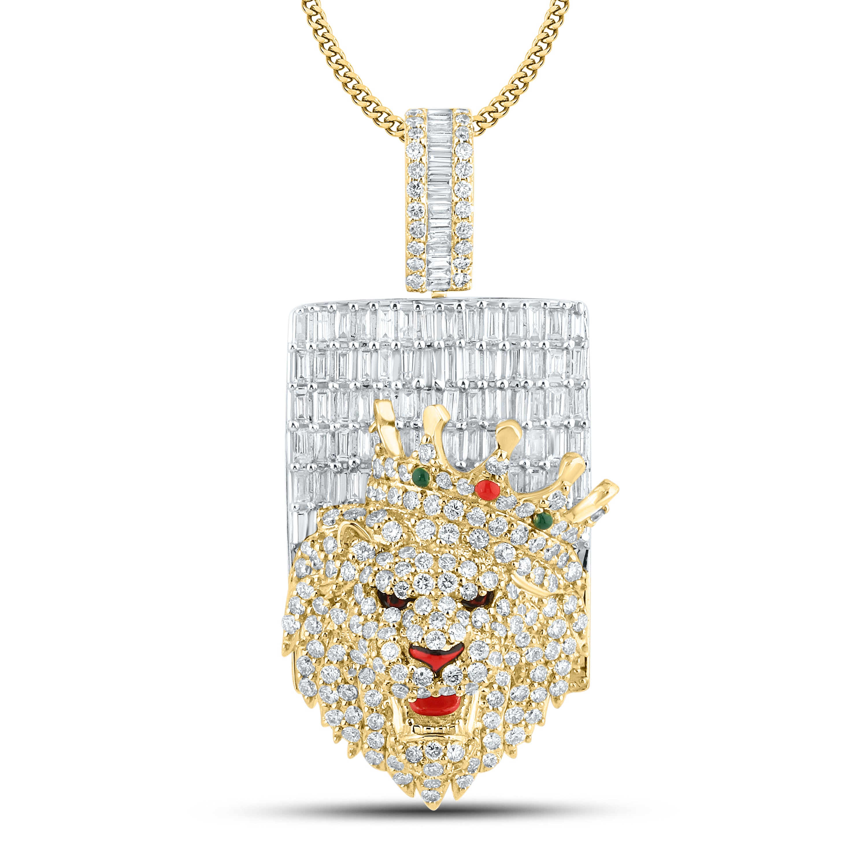 10KT YELLOW GOLD NATURAL DIAMOND 3.74 CTW LION CHARM