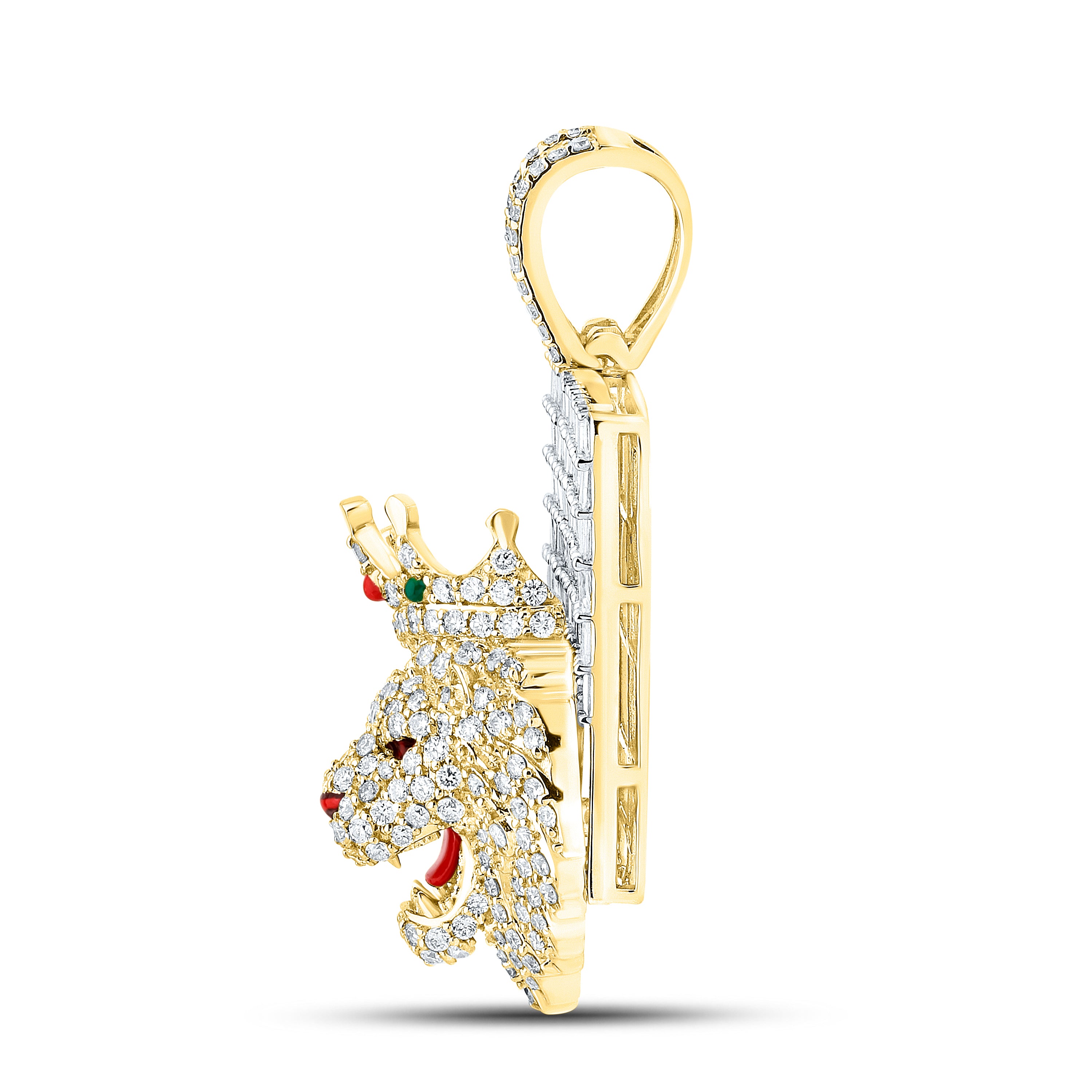 10KT YELLOW GOLD NATURAL DIAMOND 3.74 CTW LION CHARM