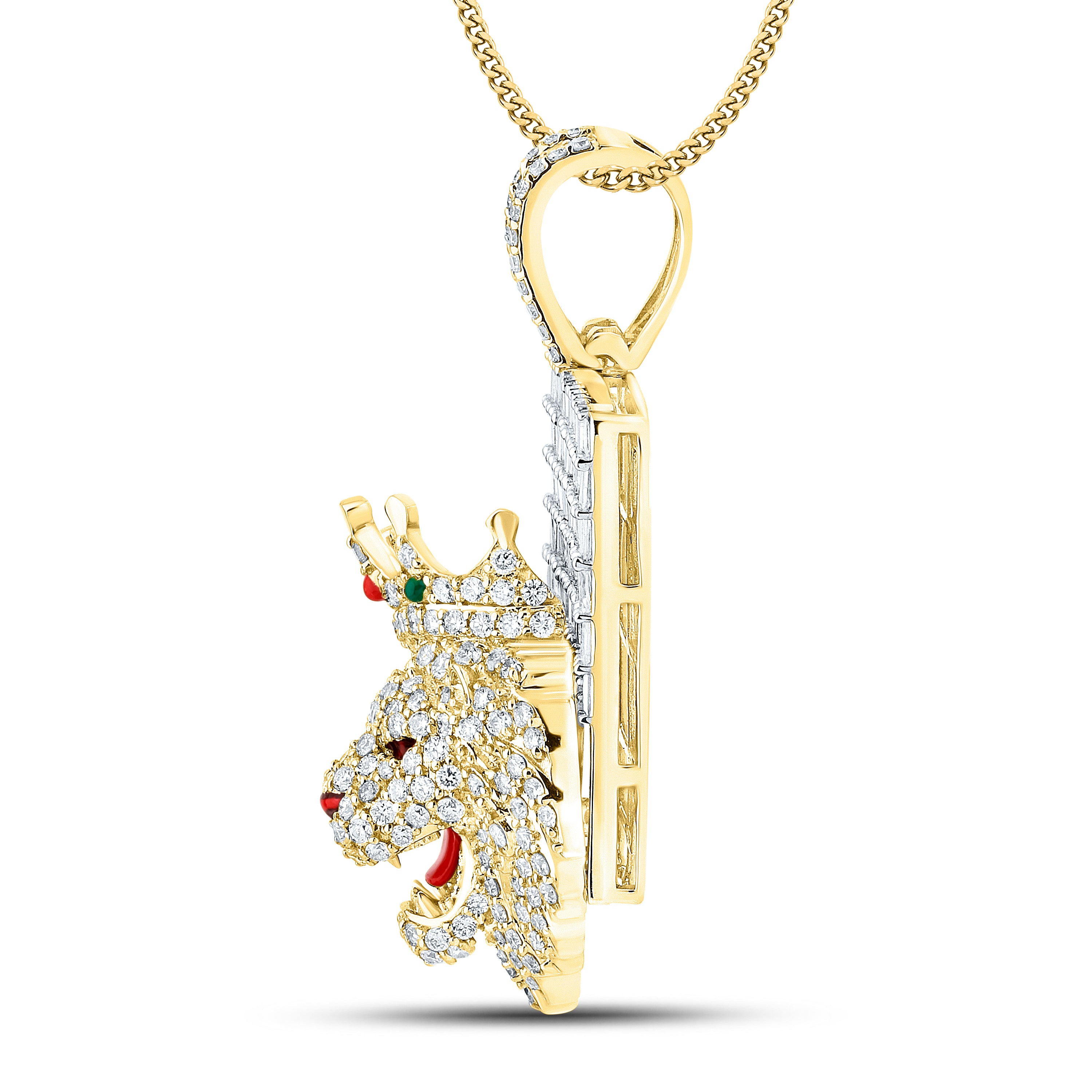 10KT YELLOW GOLD NATURAL DIAMOND 3.74 CTW LION CHARM