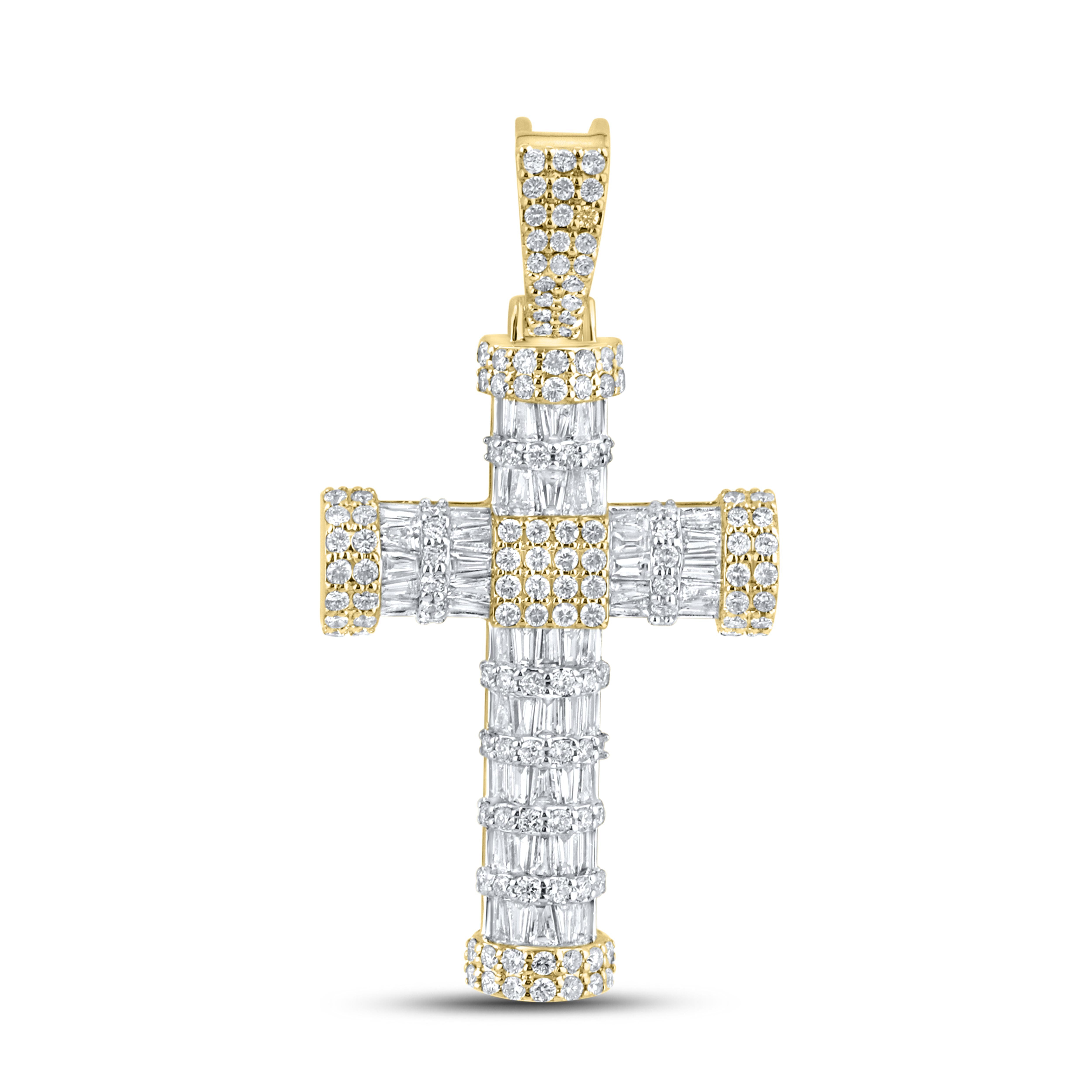 10kt Yellow Gold 3.265 CTW Diamond cross Pendant charm