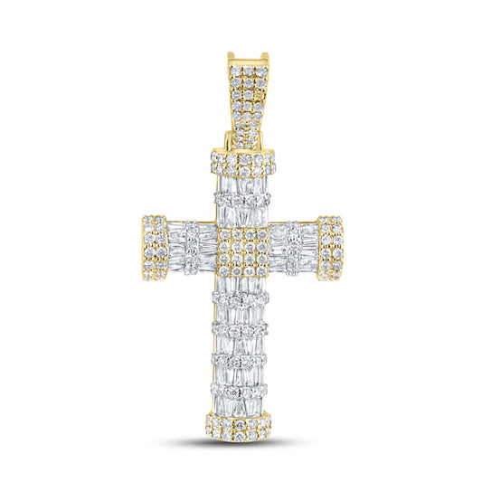 10kt Yellow Gold 3.265 CTW Diamond cross Pendant charm