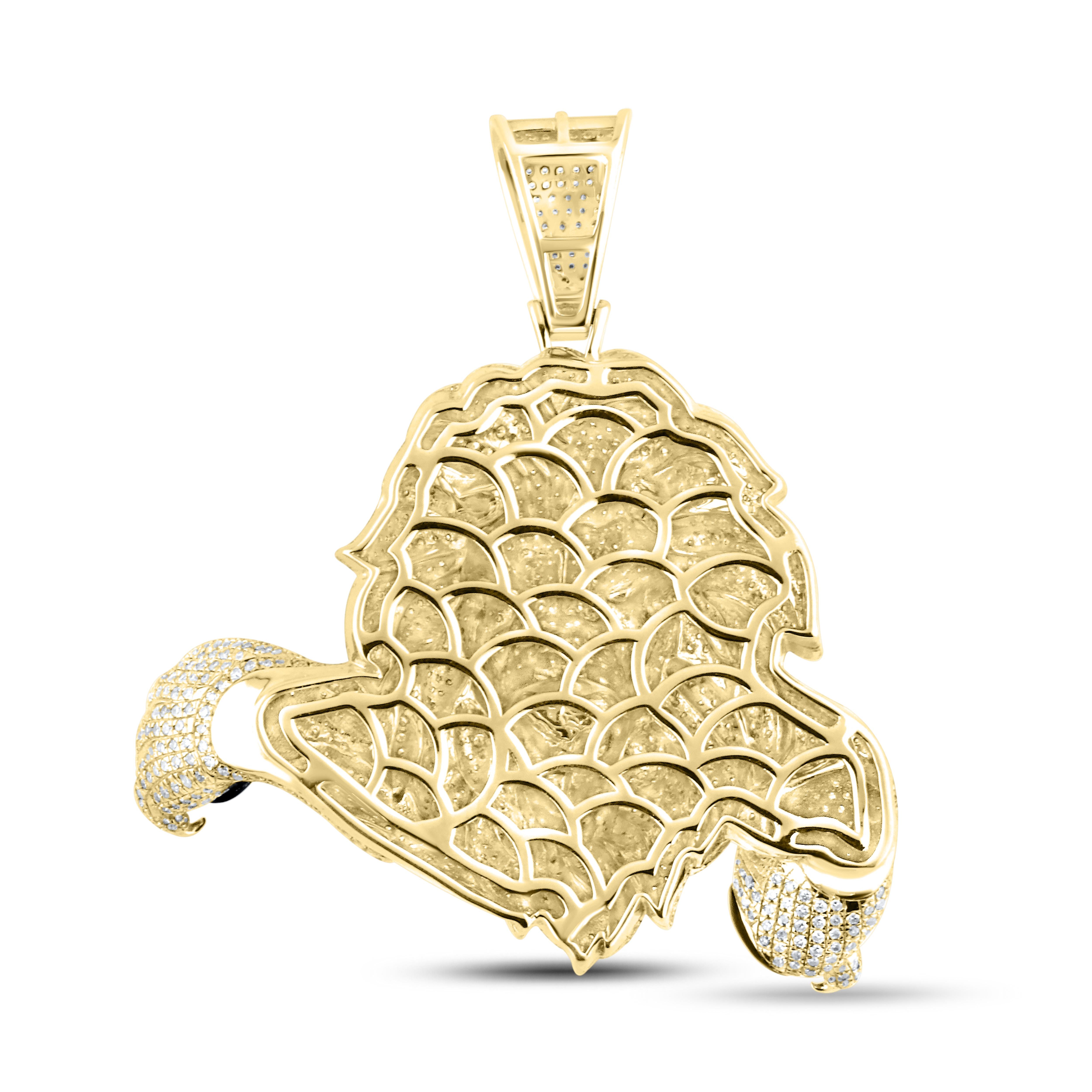 10KT YELLOW GOLD NATURAL DIAMOND 3.25 CTW LION CHARM