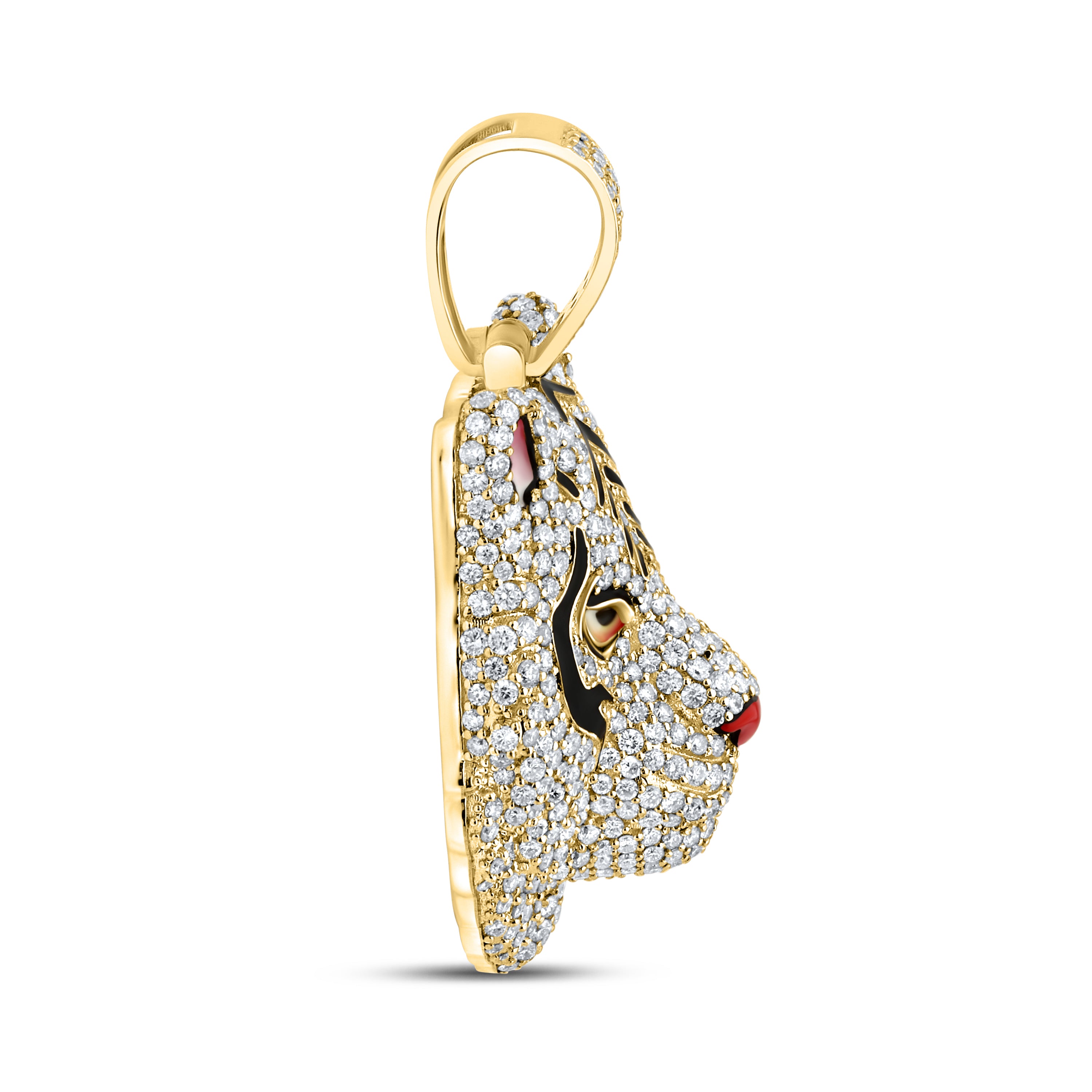 10KT YELLOW GOLD 5.19 CTW NATURAL DIAMOND TIGER CHARM