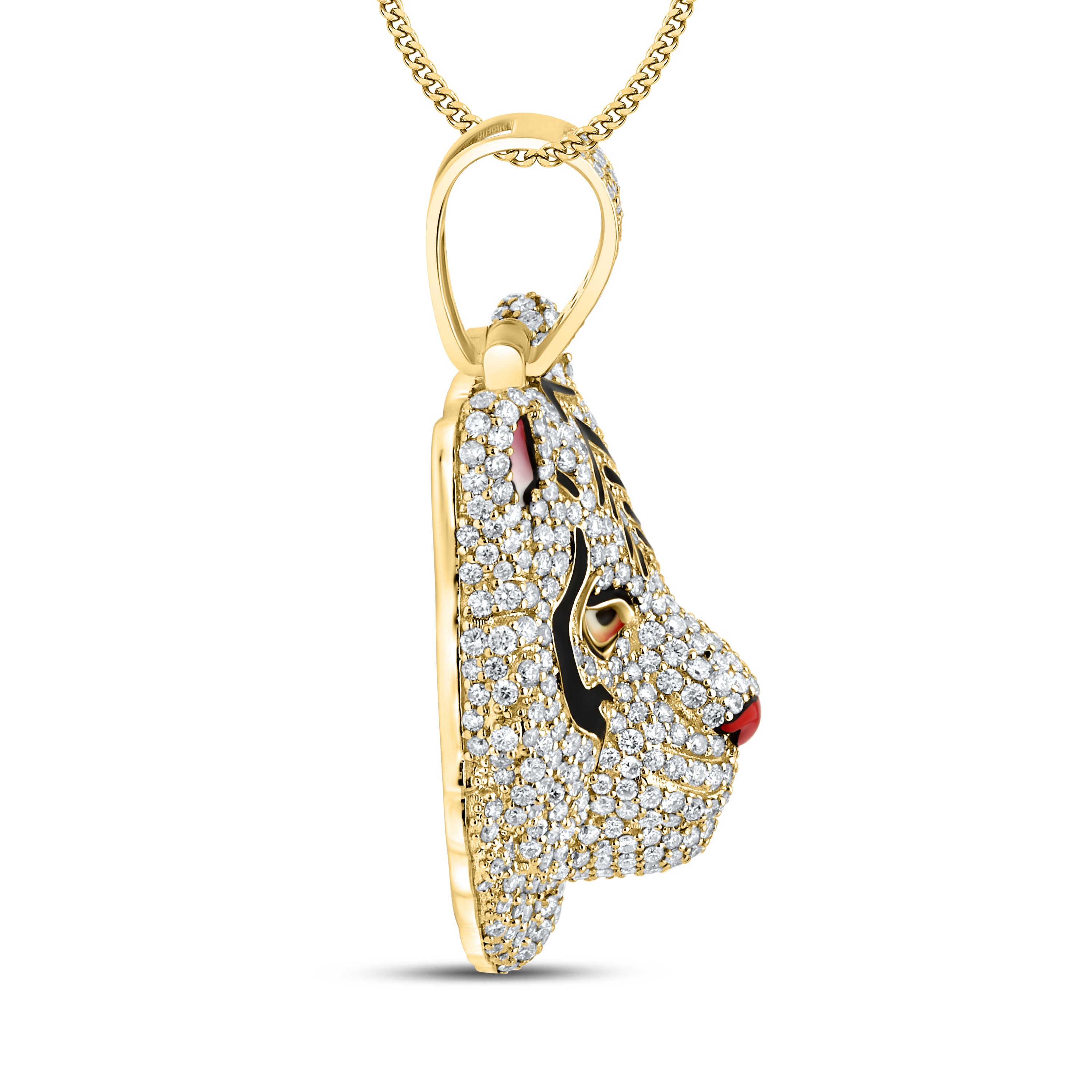 10KT YELLOW GOLD 5.19 CTW NATURAL DIAMOND TIGER CHARM