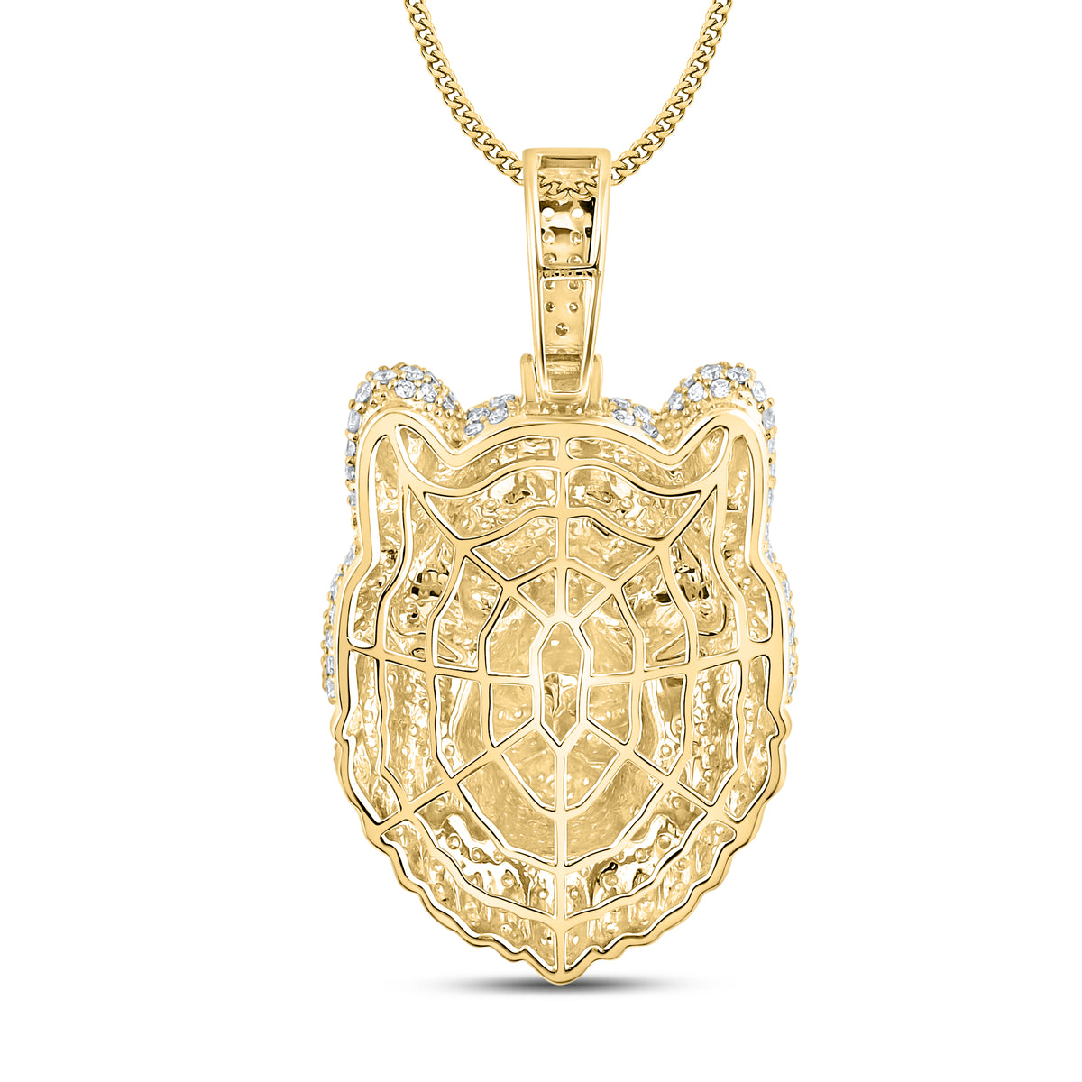 10KT YELLOW GOLD 5.19 CTW NATURAL DIAMOND TIGER CHARM
