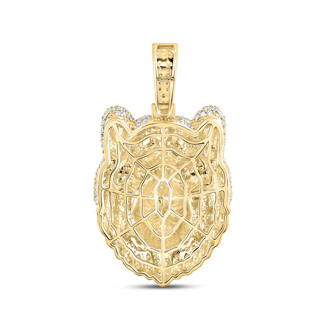 10KT YELLOW GOLD 5.19 CTW NATURAL DIAMOND TIGER CHARM