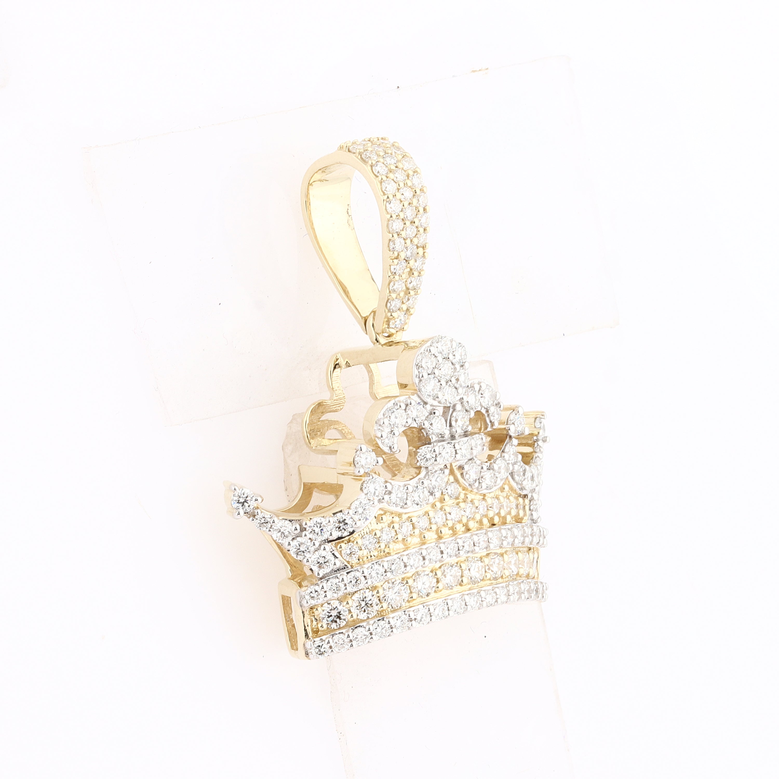 10kt Yellow Gold 1.55 CTW Diamond Crown Charm Pendant