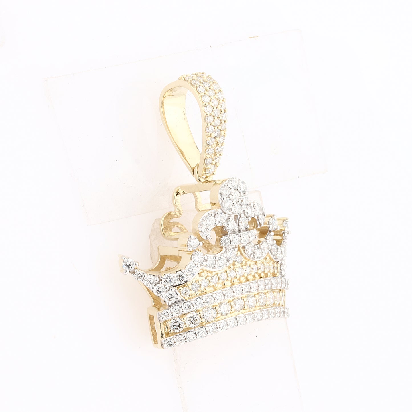 10kt YG 1.55 CTW Diamond Crown Charm Pendant