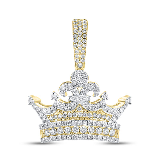 10kt YG 1.55 CTW Diamond Crown Charm Pendant