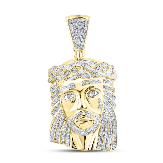 10K YELLOW GOLD NATURAL DIAMOND 1.29 CTW JESUS CHARM