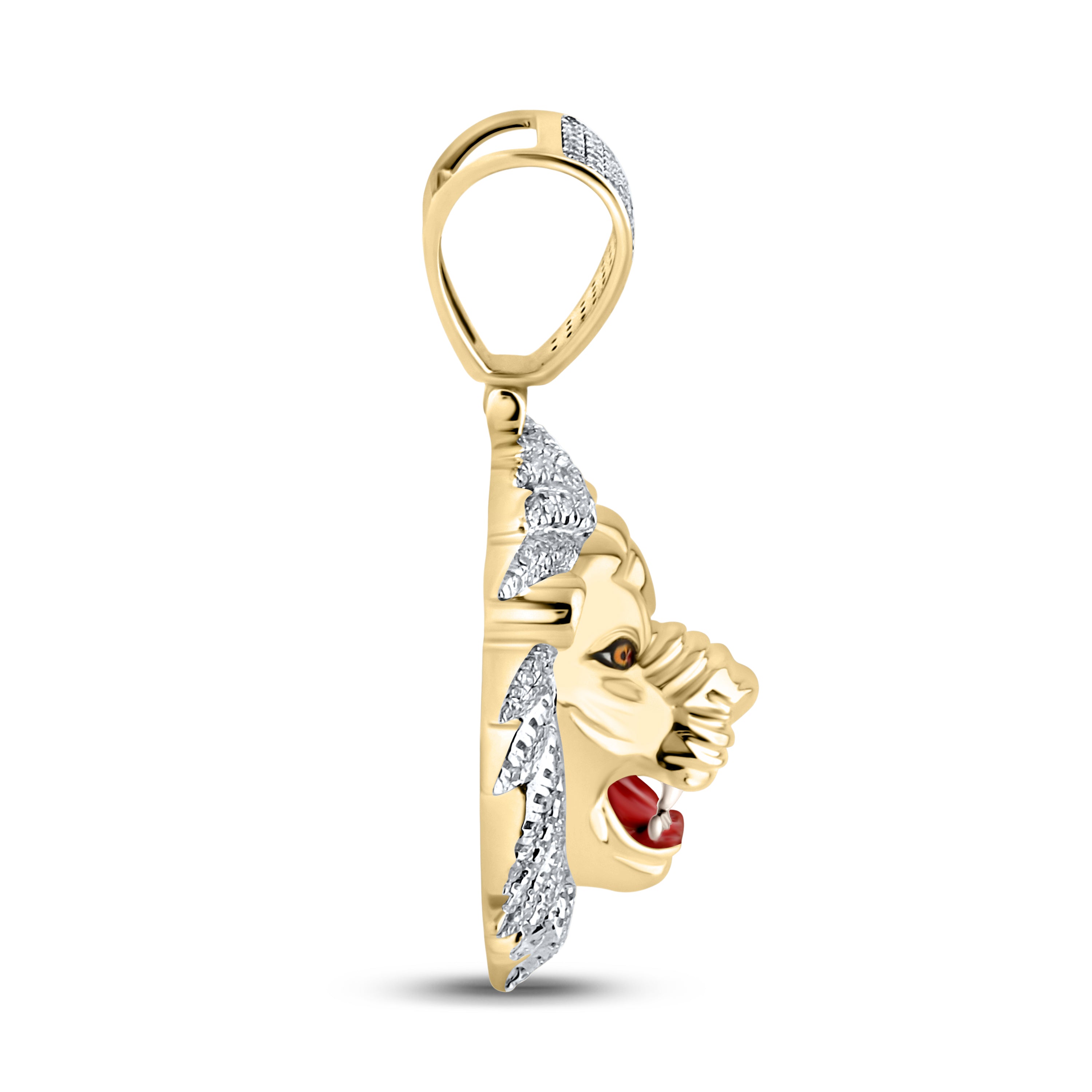 10KT YELLOW GOLD NATURAL DIAMOND 0.59 CTW LION CHARM