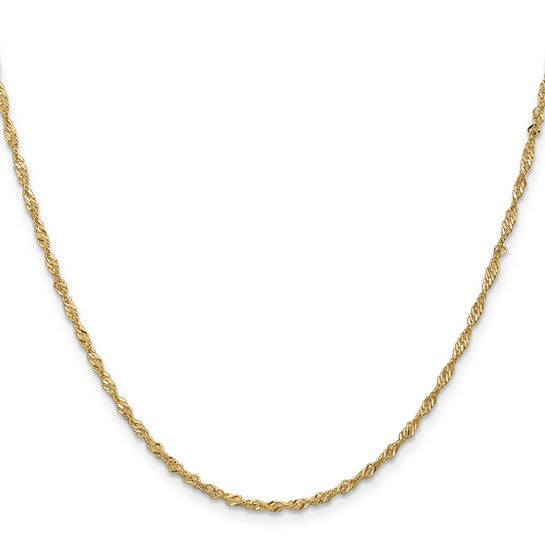 14KT Yellow Gold 16 inch 1.70mm Singapore with Lobster Clasp Chain