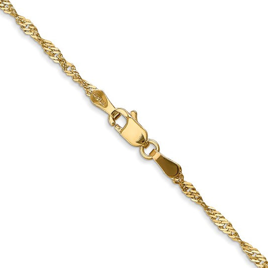 14KT Yellow Gold 16 inch 1.70mm Singapore with Lobster Clasp Chain